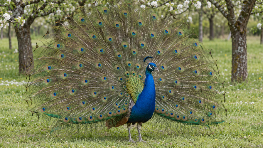 Puzzils Play a Peacock in an Orchard Jigsaw Puzzle Online